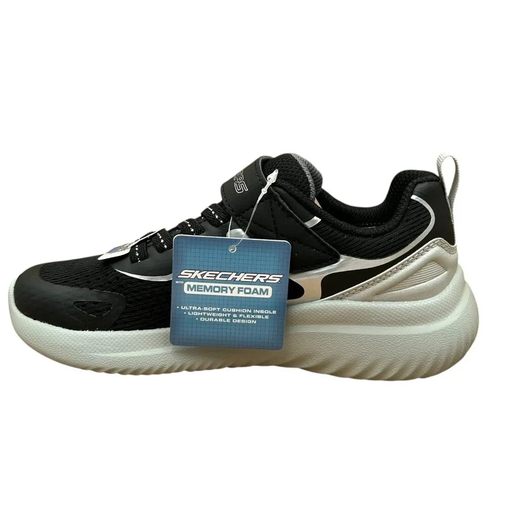 Skechers Little Boys Athletic Slip-on Sneaker Sz 12 Black Gray Lightweight Shoes